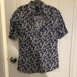 H&M Blue and White Floral Casual Shirt